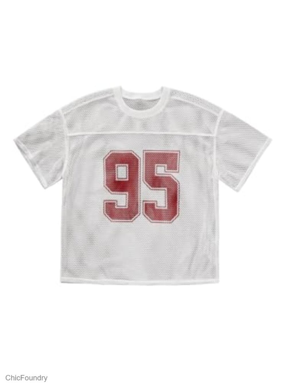 Men's Number Print Mesh Jersey T-Shirt Short Sleeve Crew Neck Loose Fit